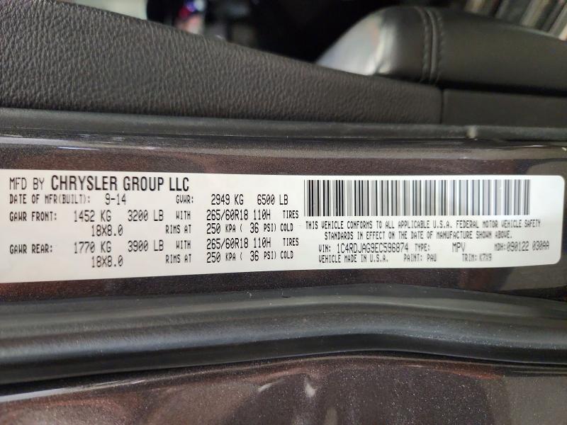 Aukcja sprzedaży 2014 Dodge Durango, vin: 1C4RDJAG9EC596874, numer aukcji: 56873786
