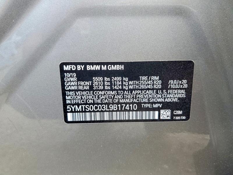 57391056 :رقم المزاد ، 5YMTS0C03L9B17410 vin ، 2020 Bmw X3 مزاد بيع
