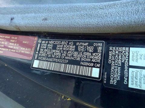 Auction sale of the 1993 Mercedes-benz 300, vin: WDBEA66E7PB922559, lot number: 58223556