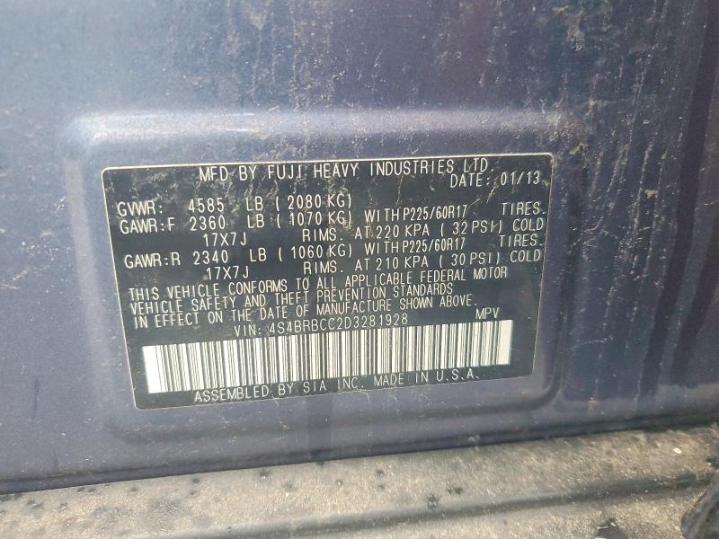 58071456 :رقم المزاد ، 4S4BRBCC2D3281928 vin ، 2013 Subaru Outback مزاد بيع