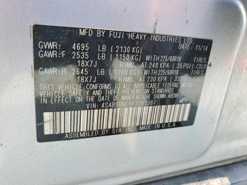 59264986 :رقم المزاد ، 4S4BSBNC8F3263387 vin ، 2015 Subaru Outback مزاد بيع