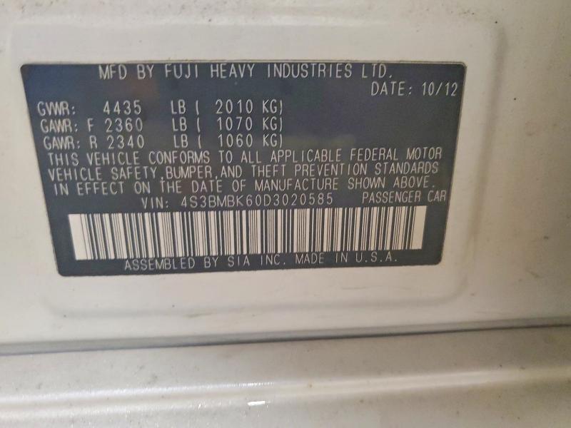 56521286 :رقم المزاد ، 4S3BMBK60D3020585 vin ، 2013 Subaru Legacy مزاد بيع