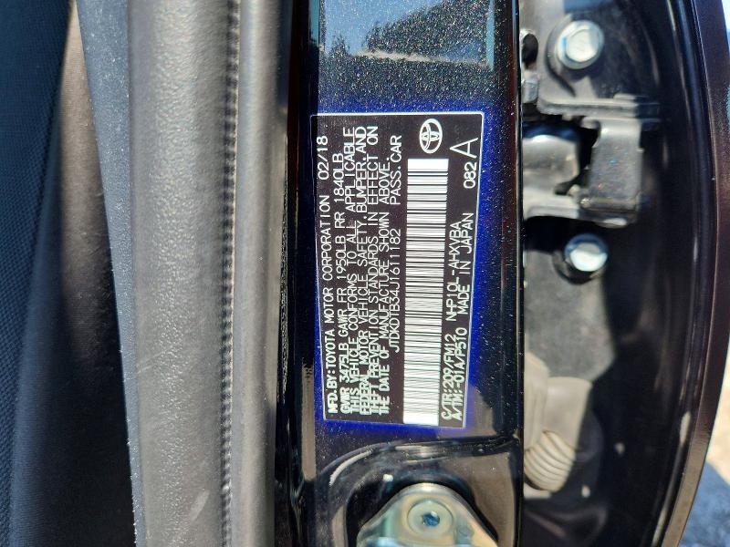 59180726 :رقم المزاد ، JTDKDTB34J1611182 vin ، 2018 Toyota Prius C مزاد بيع