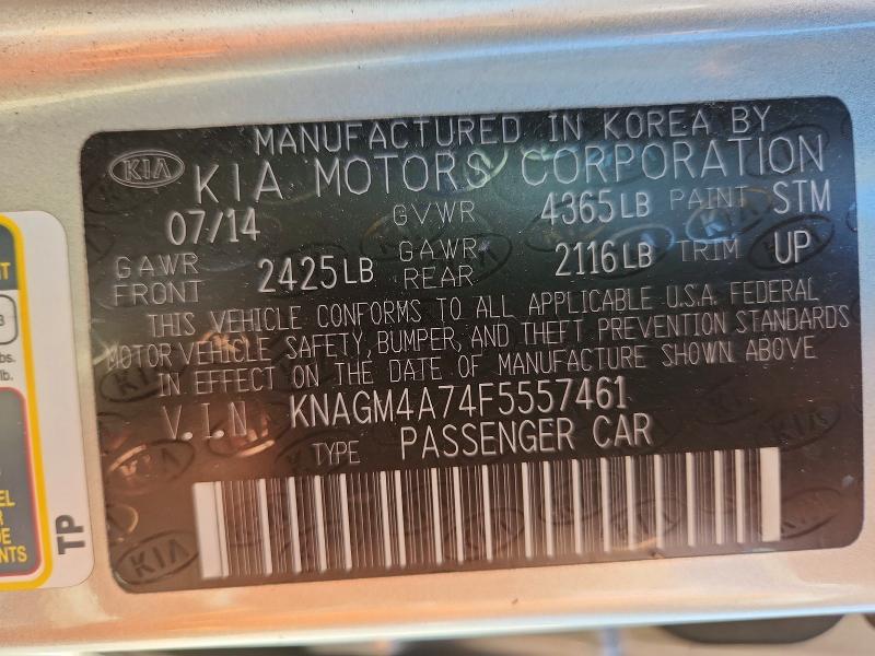 Продаж на аукціоні авто 2015 Kia Optima, vin: KNAGM4A74F5557461, номер лоту: 57500156