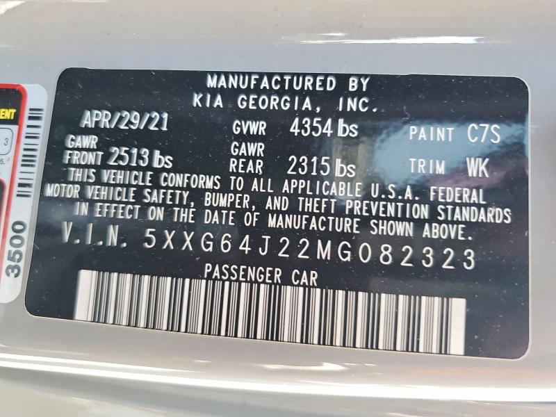59103496 :رقم المزاد ، 5XXG64J22MG082323 vin ، 2021 Kia K5 مزاد بيع