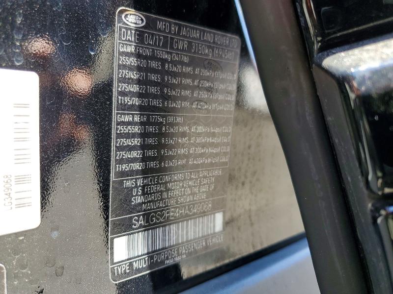 Продажа на аукционе авто 2017 Land Rover Range Rover, vin: SALGS2FE4HA349068, номер лота: 54543866