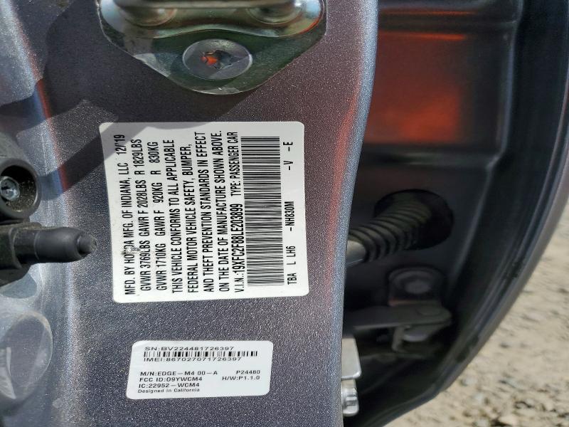 58233716 :رقم المزاد ، 19XFC2F88LE203899 vin ، 2020 Honda Civic مزاد بيع
