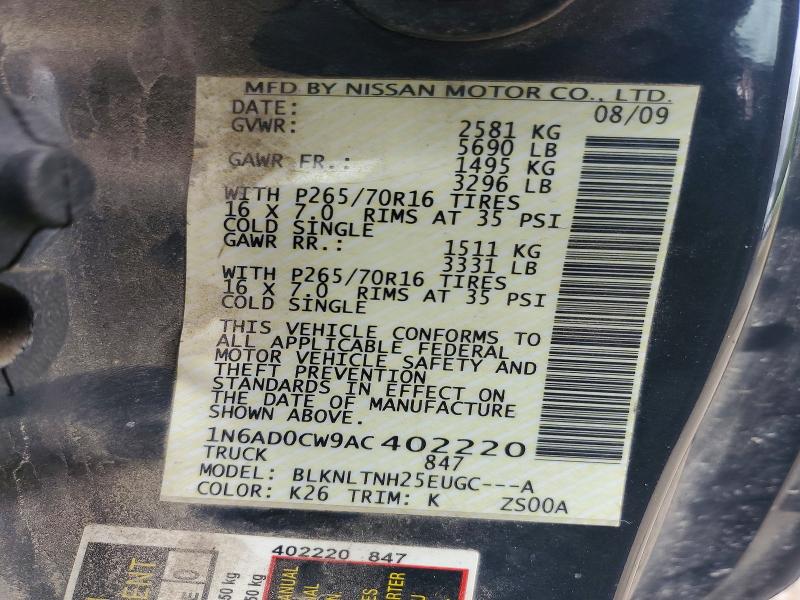 Aukcja sprzedaży 2010 Nissan Frontier, vin: 1N6AD0CW9AC402220, numer aukcji: 57995346
