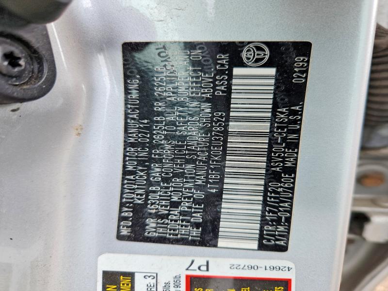 57063036 :رقم المزاد ، 4T1BF1FK0EU378529 vin ، 2014 Toyota Camry مزاد بيع