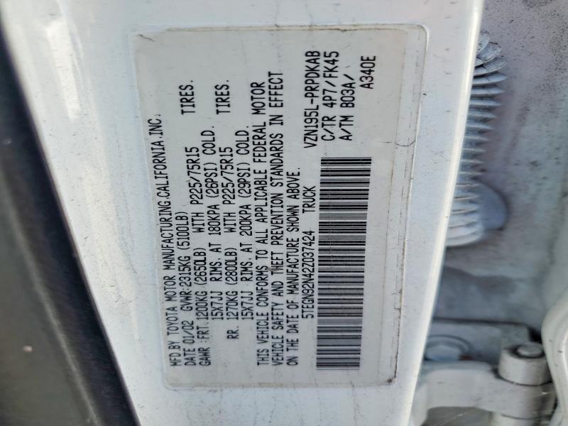 2002 Toyota Tacoma მანქანა იყიდება აუქციონზე, vin: 5TEGN92N42Z037424, აუქციონის ნომერი: 57385106