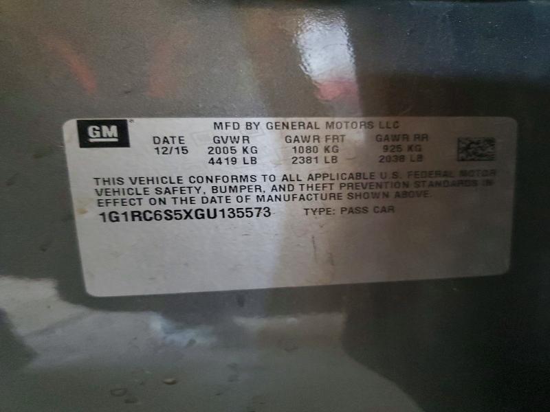 55346236 :رقم المزاد ، 1G1RC6S5XGU135573 vin ، 2016 Chevrolet Volt مزاد بيع