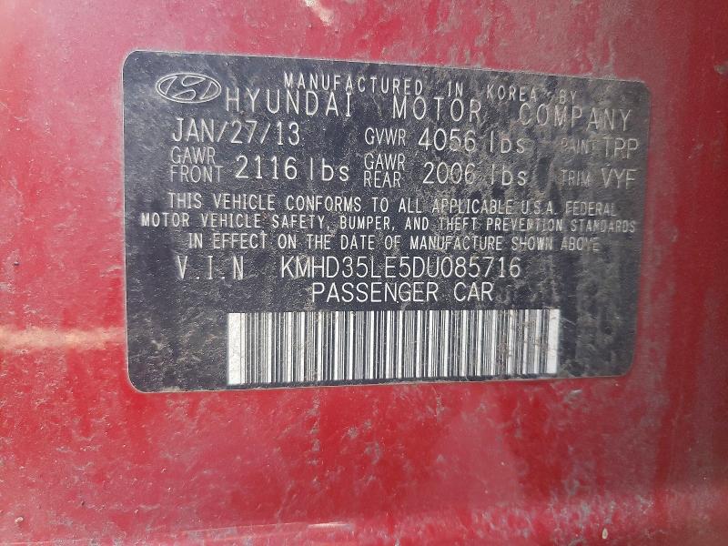 2013 Hyundai Elantra Gt მანქანა იყიდება აუქციონზე, vin: KMHD35LE5DU085716, აუქციონის ნომერი: 55925116