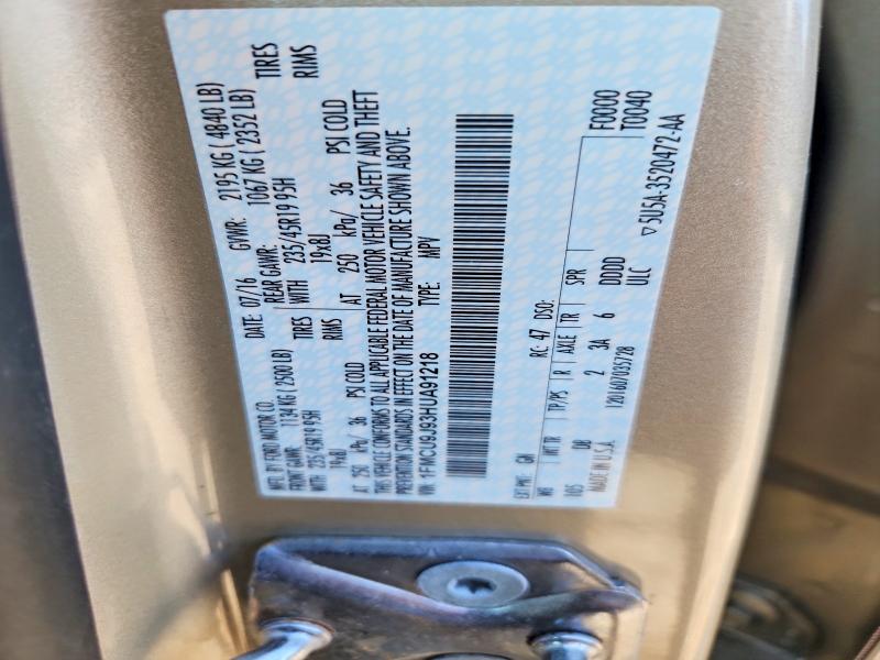 Продаж на аукціоні авто 2017 Ford Escape, vin: 1FMCU9J93HUA91218, номер лоту: 58434016