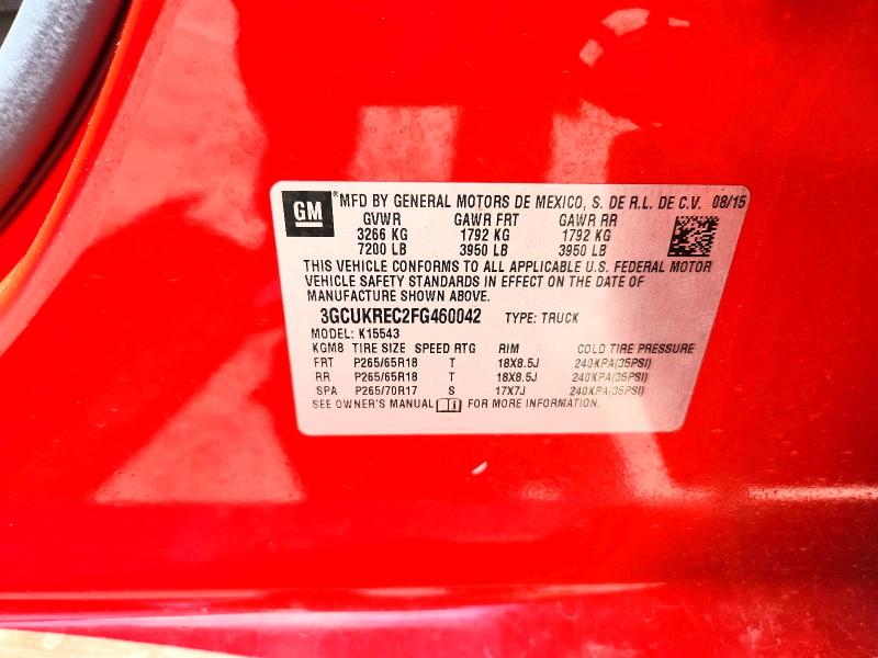 57223286 :رقم المزاد ، 3GCUKREC2FG460042 vin ، 2015 Chevrolet Silverado مزاد بيع