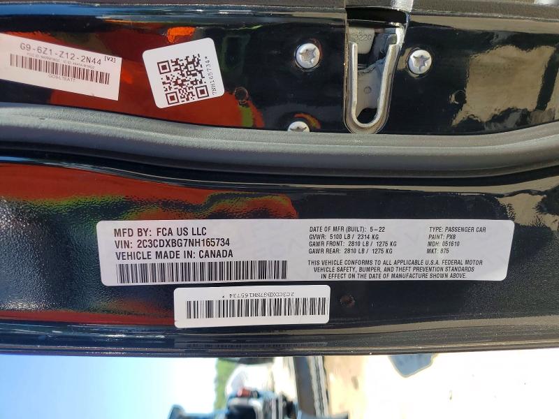 2022 Dodge Charger მანქანა იყიდება აუქციონზე, vin: 2C3CDXBG7NH165734, აუქციონის ნომერი: 56038786