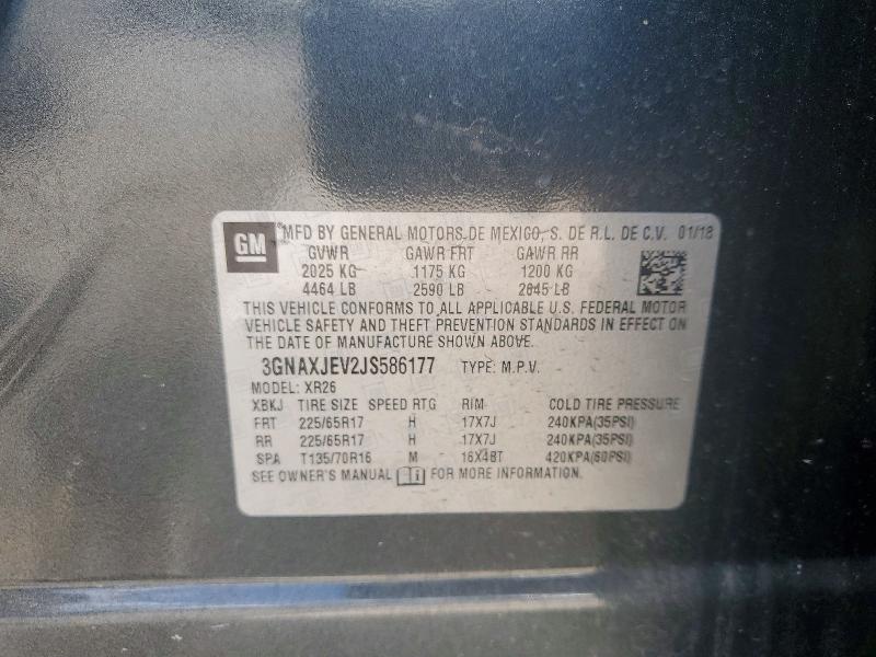 57949976 :رقم المزاد ، 3GNAXJEV2JS586177 vin ، 2018 Chevrolet Equinox مزاد بيع