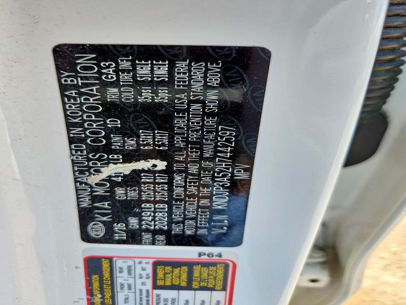 57965036 :رقم المزاد ، KNDJP3A52H7442597 vin ، 2017 Kia Soul مزاد بيع