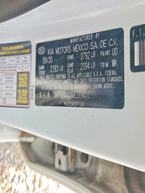 58588306 :رقم المزاد ، 3KPF24AD8ME289431 vin ، 2021 Kia Forte مزاد بيع