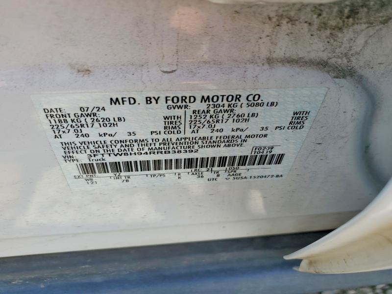 57070486 :رقم المزاد ، 3FTTW8H94RRB38392 vin ، 2024 Ford Maverick مزاد بيع