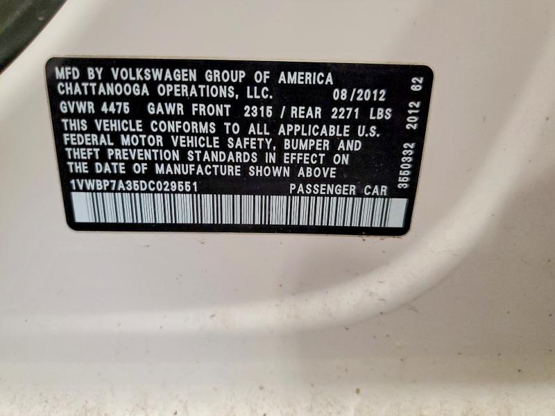 Продаж на аукціоні авто 2013 Volkswagen Passat, vin: 1VWBP7A35DC029551, номер лоту: 55504086