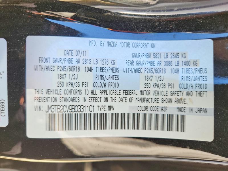 Продаж на аукціоні авто 2011 Mazda Cx-9, vin: JM3TB2CV9B0331101, номер лоту: 58142526