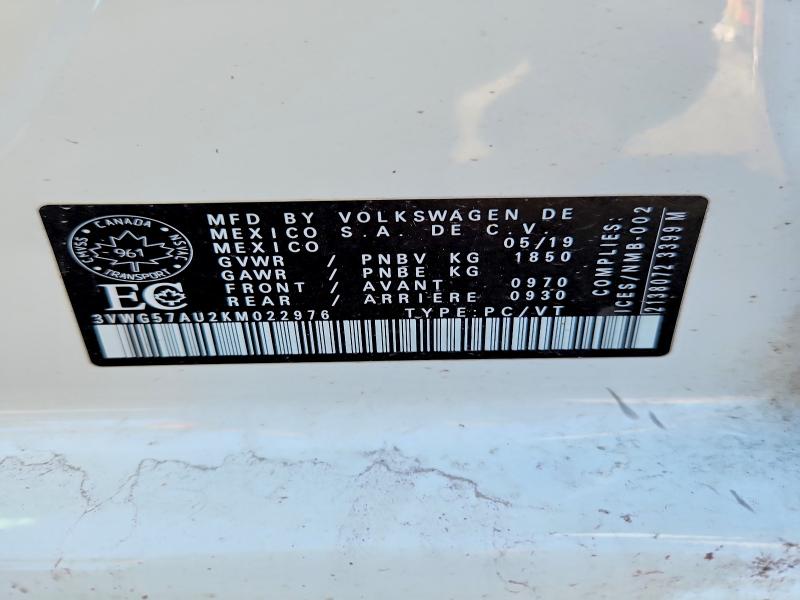 Aukcja sprzedaży 2019 Volkswagen Golf, vin: 3VWG57AU2KM022976, numer aukcji: 56431536