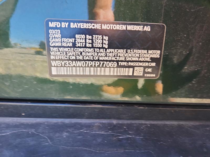 55654716 :رقم المزاد ، WBY33AW07PFP77069 vin ، 2023 Bmw I4 مزاد بيع