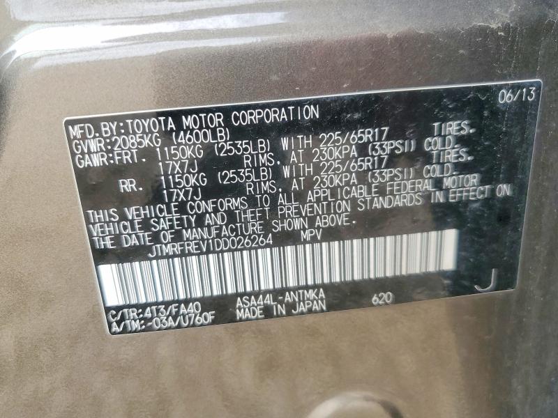 Aukcja sprzedaży 2013 Toyota Rav4, vin: JTMRFREV1DD026264, numer aukcji: 56524386