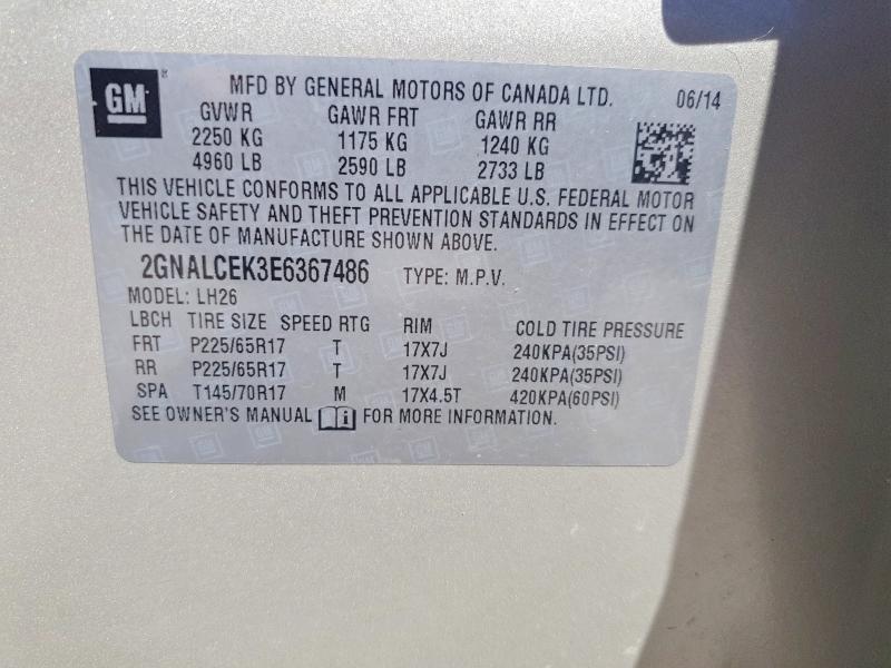 2014 Chevrolet Equinox მანქანა იყიდება აუქციონზე, vin: 2GNALCEK3E6367486, აუქციონის ნომერი: 56889776