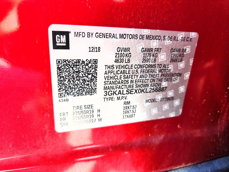 Aukcja sprzedaży 2019 Gmc Terrain, vin: 3GKALSEX0KL256887, numer aukcji: 57551286