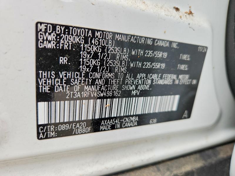 2025 Toyota Rav4 მანქანა იყიდება აუქციონზე, vin: 2T3A1RFV4SW498162, აუქციონის ნომერი: 56359336