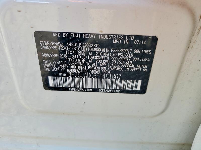 Продаж на аукціоні авто 2015 Subaru Forester, vin: JF2SJADC6FH481867, номер лоту: 56091146