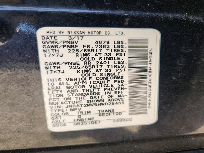 Продаж на аукціоні авто 2017 Nissan Rogue S/sl/sv, vin: JN8AT2MV5HW025468, номер лоту: 55936446