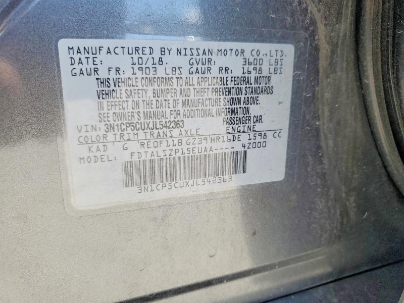 Продажа на аукционе авто 2018 Nissan Kicks, vin: 3N1CP5CUXJL542363, номер лота: 55941536