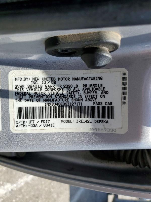 56638106 :رقم المزاد ، 1NXBU40E09Z127171 vin ، 2009 Toyota Corolla مزاد بيع