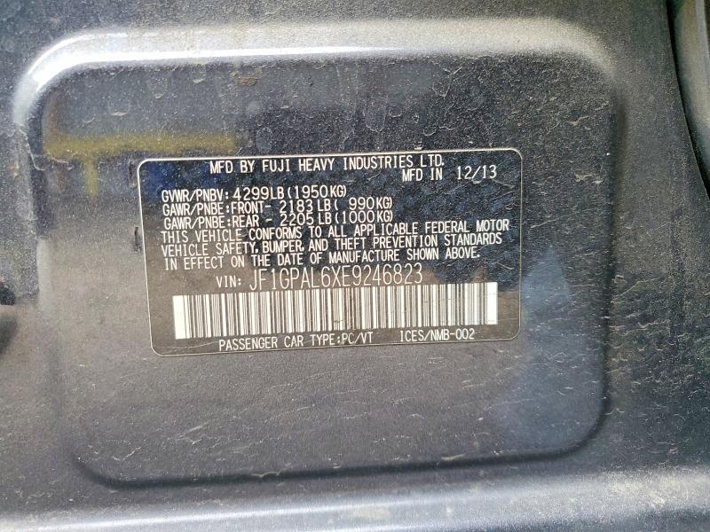 Продаж на аукціоні авто 2014 Subaru Impreza, vin: JF1GPAL6XE9246823, номер лоту: 58449506