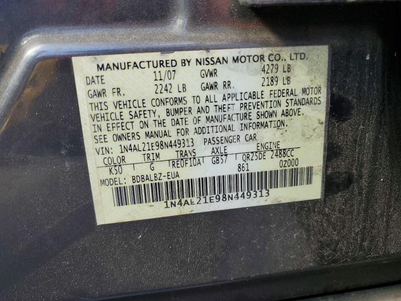 Aukcja sprzedaży 2008 Nissan Altima, vin: 1N4AL21E98N449313, numer aukcji: 57333036
