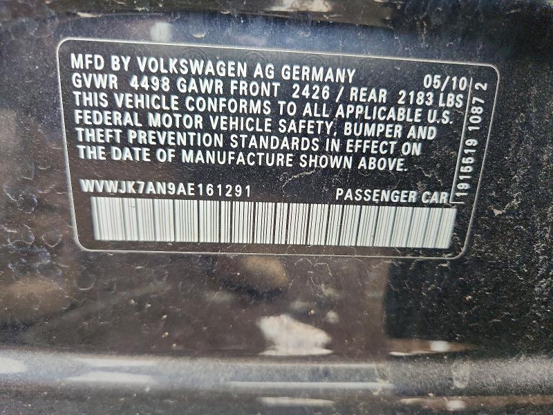 55219936 :رقم المزاد ، WVWJK7AN9AE161291 vin ، 2010 Volkswagen Passat مزاد بيع