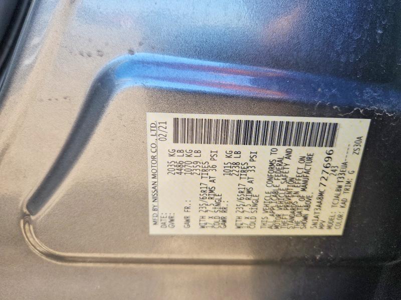 55671976 :رقم المزاد ، 5N1AT3AA8MC727696 vin ، 2021 Nissan Rogue مزاد بيع