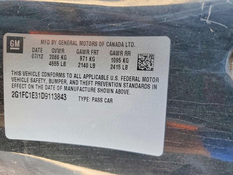 Продаж на аукціоні авто 2013 Chevrolet Camaro, vin: 2G1FC1E31D9113843, номер лоту: 56668676