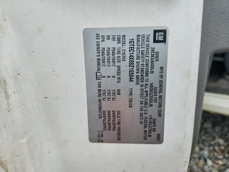 2008 Gmc Sierra მანქანა იყიდება აუქციონზე, vin: 1GTEC14X88Z103944, აუქციონის ნომერი: 57040116