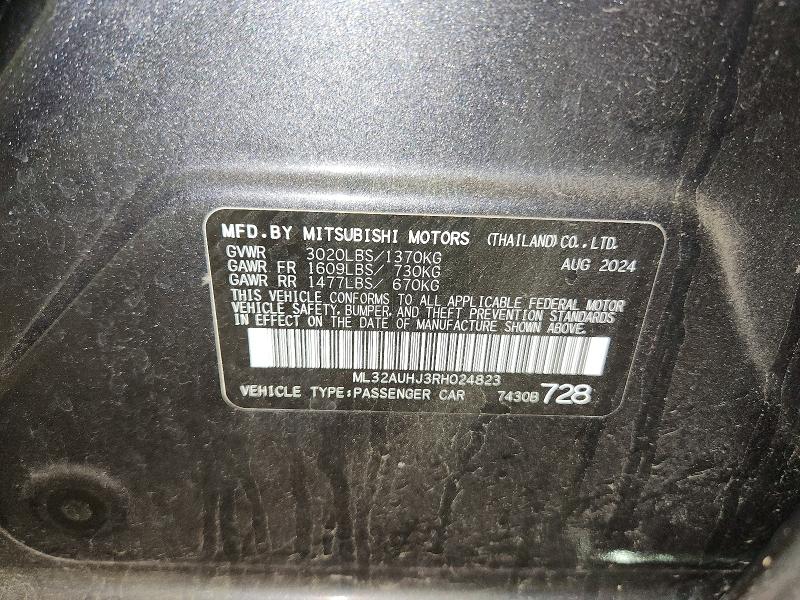 56480556 :رقم المزاد ، ML32AUHJ3RH024823 vin ، 2024 Mitsubishi Mirage مزاد بيع