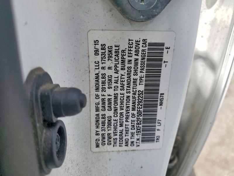 Продаж на аукціоні авто 2015 Honda Civic, vin: 19XFB2F50FE292252, номер лоту: 56679166