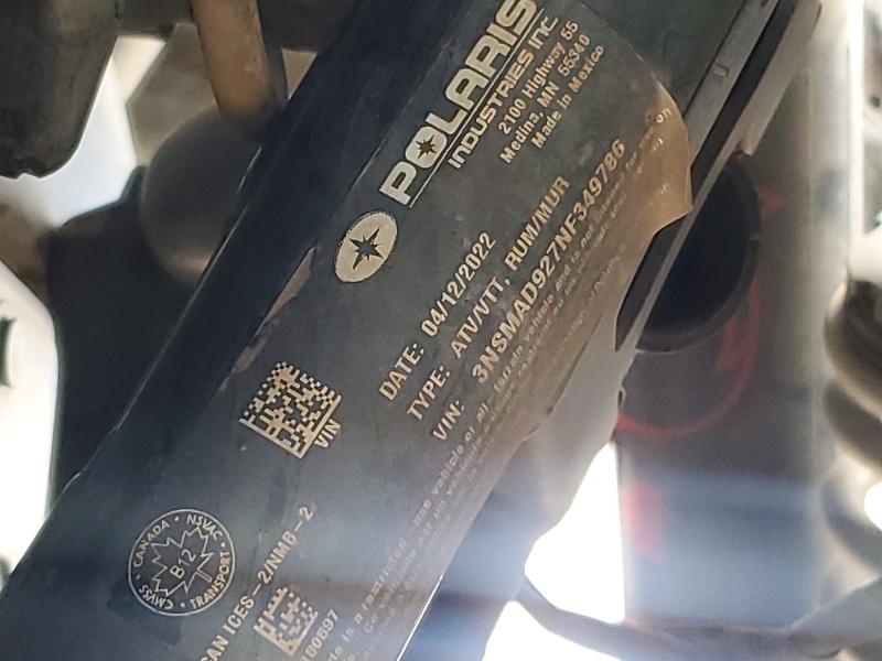 58804586 :رقم المزاد ، 3NSMAD927NF349786 vin ، 2022 Polaris Rzr مزاد بيع
