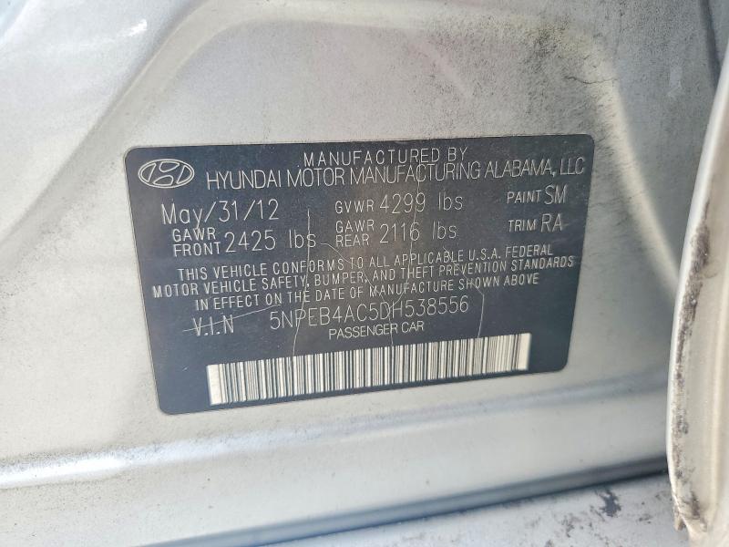 55828696 :رقم المزاد ، 5NPEB4AC5DH538556 vin ، 2013 Hyundai Sonata مزاد بيع