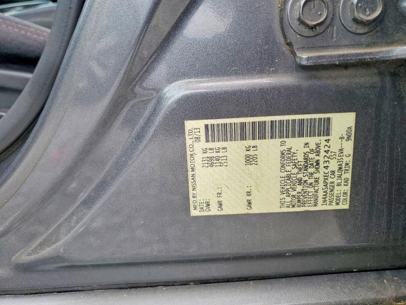 2014 Nissan Maxima მანქანა იყიდება აუქციონზე, vin: 1N4AA5APXEC432424, აუქციონის ნომერი: 56446856