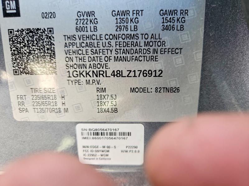 Продажа на аукционе авто 2020 Gmc Acadia, vin: 1GKKNRL48LZ176912, номер лота: 59341226