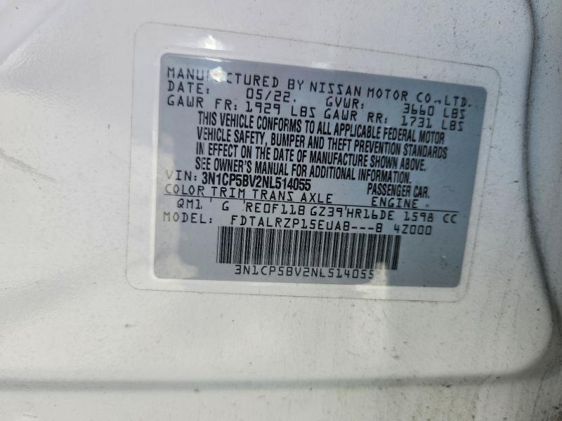 Aukcja sprzedaży 2022 Nissan Kicks, vin: 3N1CP5BV2NL514055, numer aukcji: 57338136