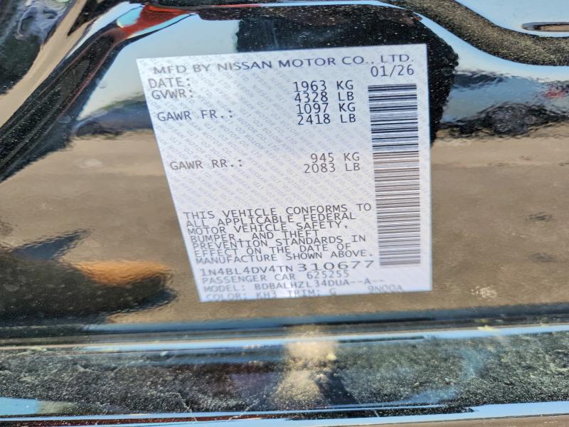 Продажа на аукционе авто 2026 Nissan Altima, vin: 1N4BL4DV4TN310677, номер лота: 59081906