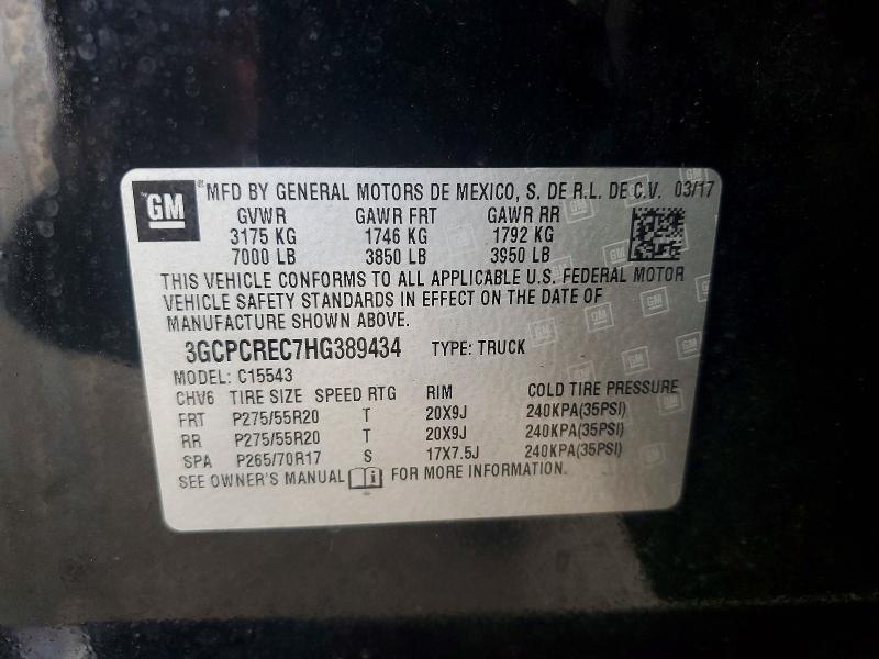 Aukcja sprzedaży 2017 Chevrolet Silverado, vin: 3GCPCREC7HG389434, numer aukcji: 58540286